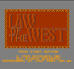 Law of the West (Japan) Title Screen